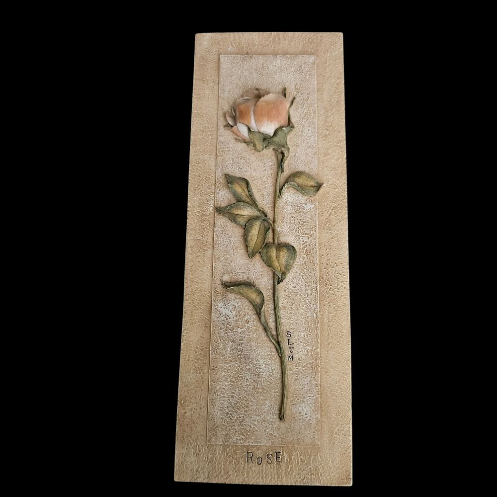 Lot of 3 Blum Floral Botanical Wall Plaques Rose Orchid Peony Relief Art Panels - Picture 3 of 5